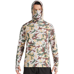 Wholesale Breathable Camo Print Quick Dry Fishing Long Sleeve Hooded Face Mask Shirts Comfortable Fishing Wear - Product Image 5