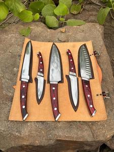 Steel Craft International Hand Forged Ambidextrous 5-Piece Stainless Steel Chef <b>Knife</b> <b>Set</b> 67-Layer Damascus Structure Wooden - Product Image 5