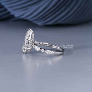 Anillo de Moissanita de Corte Marquesa de Lujo para Mujer, Plata de Ley S925, Joyería de Compromiso y Boda, Detalles en Forma de Pera y Redondos, 5.13ct - Product Image 5