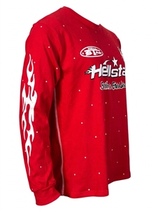 Custom Bright Red Long Sleeve T <b>Shirt</b> Graphic <b>Flame</b> Sleeve Print Vintage Heavyweight Cotton Streetwear Men Regular Fit T <b>Shirt</b> - Product Image 3