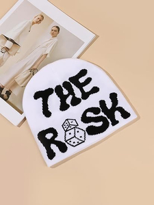 Bonnet unisexe en acrylique 100% avec imprimé The Risk Flock, style streetwear, broderie personnalisée, vente en gros en vrac, marque privée - Product Image 1