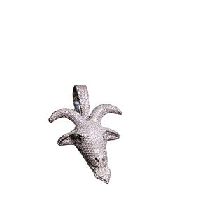 Vente directe d'usine, pendentif tête de chèvre en argent sterling plaqué or avec diamants en moissanite VVS, style hip-hop, glacé - Product Image 1