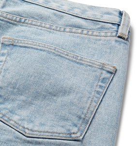Jean droit pour homme, délavage moyen, taille mi-haute, coupe classique, en denim de coton, style vintage, respirant, poids moyen, couleur unie, printemps été automne - Product Image 3
