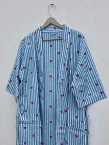 Robe kimono en coton imprimé floral artisanal, vêtements de détente indiens, été, printemps, séchage rapide, pour femmes - Product Image 6