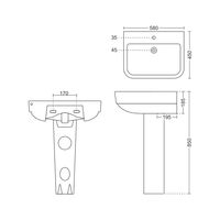 Lavabo en céramique exclusif sur piétement 580x450x850mm, bac à linge en porcelaine pour salle de bain, ensemble Febri