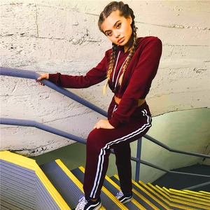 Women Maroon Hooded Tracksuit <b>Set</b> Full Length Joggers With Side Pockets Casual Loose Fit Autumn Wear Solid Color Design - Product Image 6