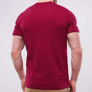 Camiseta de Hombre Estilo Nuevo, Color Granate, Corte Ajustado, Algodón Elástico, Cuello Redondo, Ajuste Ceñido, Ropa Casual de Gimnasio, Manga Corta, Logotipo Personalizado - Product Image 5
