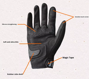 Full <b>Finger</b> Touch Screen Racing <b>Gloves</b> Carbon Fiber Shell Anti-Fall Protection Breathable Leather Unisex Cycling All Seasons - Product Image 6