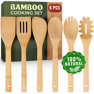 ชุดอุปกรณ์ทำครัวไม้ไผ่ขายส่ง - 6 ชิ้น พร้อมที่แขวน - Product Image 2