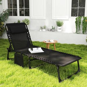 Silla Reclinable Portátil con Respaldo Ajustable y Almohada Extraíble, Cama Plegable para Acampar y Tomar el Sol - Product Image 2