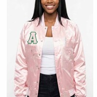 Zeta personnalisé |   Phi |   Veste universitaire Beta, vêtements de sororité, haute qualité, respirante, en satin, avec lettres brodées sur le devant et emblème surélevé