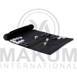 ชุดแบ็คแกมมอนแบบพกพาหนัง PU ม้วนเก็บได้ พร้อมกระดานหมากรุกพับได้สำหรับกิจกรรมกลางแจ้ง - Product Image 3