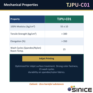Résine polyuréthane cationique aqueuse SINICE TJPU-C01, spécialisée et fonctionnelle, pH 5.0-7.0, idéale pour l'impression jet d'encre sur surface - Product Image 4