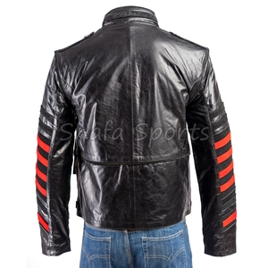 Blouson aviateur tendance pour homme en cuir de mouton véritable, chaud et respirant, style motard, pour l'hiver, en vente - Product Image 5