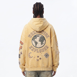 Sudadera con capucha de forro polar grueso para mujer, bordado personalizado, estilo urbano, hombros caídos, manga larga, cremallera frontal, sudaderas con capucha para mujer - Product Image 2