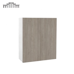 Moderno apartamento gabinete muebles al por mayor MDF melamina/Pintura/PET doble panel plano puertas cocina montado en la pared gabinetes superiores - Product Image 3