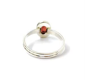 Handcrafted Oval-Cut <b>Garnet</b> Gemstone 925 <b>Silver</b> Minimalist <b>Ring</b> - Sleek Smooth Band For Daily & Any Occasion Wear - Product Image 4