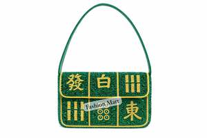 Custom Mahjong Tile Beaded Handbag Luxury Women Shoulder Bag Handmade Evening Party Mahjong Purse - Product Image 5