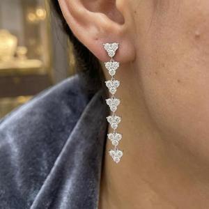 Pendientes de Oro Blanco de 14K con Diamantes Redondos para Mujer, Venta al Por Mayor, Fabricante de Joyería Fina Personalizada OEM ODM, Pendientes Colgantes de Lujo - Product Image 3