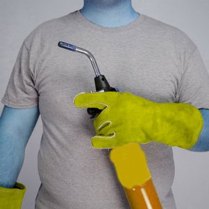 Vente flash - Gants de soudage personnalisés avec logo imprimé, en cuir de vache, gants de travail pour soudeurs, protection contre la chaleur, gants de sécurité pour la construction - Product Image 2