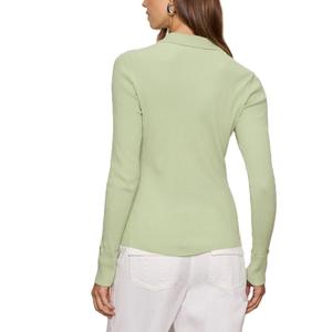 Suéter de punto ajustado para mujer, cuello vuelto, color liso, con cremallera, de Bangladesh - Product Image 2