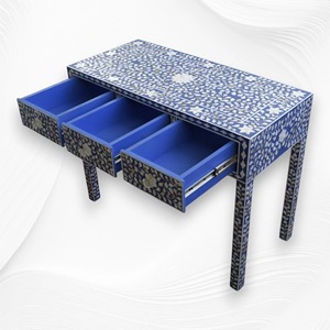 Mesa Consola de Lujo Estilo Moderno con Incrustaciones de Nácar y Otomanas para Sala de Estar, Salón, Hotel y Restaurantes - Product Image 2