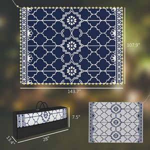 Tappeto Reversibile da Esterno 3,6x2,7m con Luci LED, Tappeto in Paglia PP, Borsa per il Trasporto e Picchetti per il Fissaggio a Terra, Ideale per Sala da Pranzo, Ingresso, Corridoio - Product Image 2