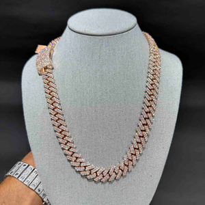 Cadena Cubana de Plata Esterlina con Moissanita VVS de 14MM de Calidad Premium, Corte Brillante, Estilo Hip Hop Miami, Certificada por IGI, Unisex - Product Image 3