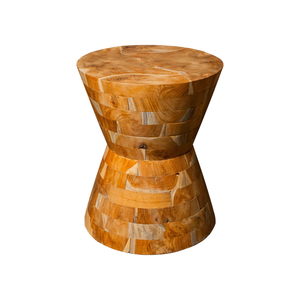ARTERRA Luxury Living Room Furniture Handmade Teak Hourglass <b>Side</b> <b>Table</b> <b>Rustic</b> Natural Grain Pattern Brand - Product Image 1