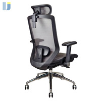 Chaise de bureau exécutive ergonomique moderne avec soutien lombaire, entièrement en maille, base en aluminium, hauteur réglable, pivotante et réglable