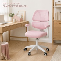 Chaise d'étude pour enfants rose à double dossier, réglable en hauteur, pivotante, pour les devoirs, la lecture et les activités créatives