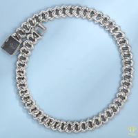 Cadena Cubana de Lujo de Plata de Ley 925 con Moissanita y Diamantes, Estilo Hip Hop Iced Out con Piedras Baguette, Joyería Bling de Pulgadas