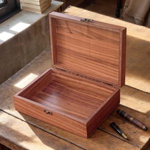Walnut Color Rectangle Eco-Friendly Solid Wood Modern ALTAMASH CRAFT <b>Keepsake</b> <b>Box</b> Lid Lockable Storage Case Jewelry Letters Home - Product Image 3
