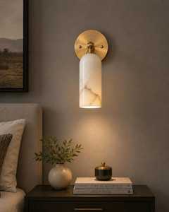 Applique murale moderne en laiton avec abat-jour en marbre, décoration contemporaine pour la maison, pour chambre à coucher, usage intérieur - Product Image 6