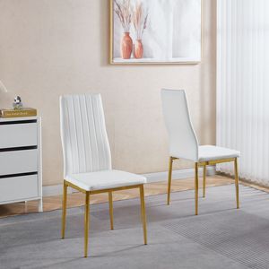 Ensemble de 4 chaises de salle à manger avec pieds dorés et assise blanche - Product Image 4