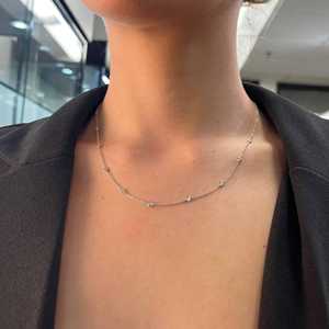 สร้อยคอ Dainty Diamonds By The Yard Station ทองคำแท้ 14K ประดับเพชรทรงกลมแบบฝังขอบ ดีไซน์เรียบหรู เหมาะสำหรับใส่ทุกวัน - Product Image 6