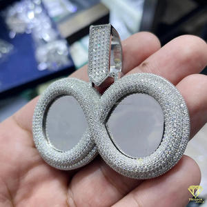 Custom <b>Infinity</b> Frame Pendant <b>Necklace</b> with 925 Sterling Silver Rhodium Plated Hip Hop Style Moissanite GIA Certified - Product Image 5