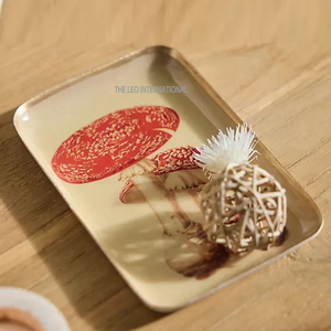 Plateau de service rectangulaire long en aluminium doré texturé, moderne et élégant, plat décoratif créatif en métal pour événements de mariage - Product Image 2