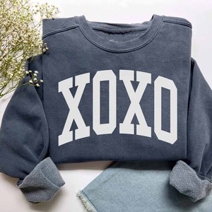 XOXO Premium Crew <b>Neck</b> <b>Mock</b> <b>Neck</b> Sweatshirt Women Men Ladies Unisex Chenille Letter Polka Dot Greek Sorority Apparel - Product Image 6