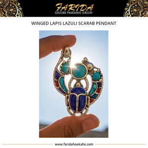 Pendentif Turquoise Ailé Égyptien de Haute Qualité, Véritable, Multicolore et Unique, pour Costume Pharaonique et Bijoux de Mode Ethnique pour Femme - Product Image 4