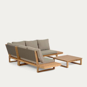 Ensemble de canapés avec structure en teck massif, coussins profonds, plateau de table à lattes et pieds en bois renforcés - Product Image 4