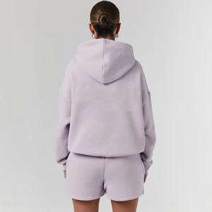 Oversized Clothing 2026 New Arrivals Customized Fleece Breathable Top Trendy Winter <b>Women</b> Hoodie <b>Shorts</b> 2-Piece <b>Set</b> - Product Image 3