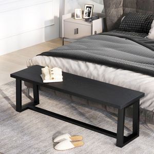 Panca da Pranzo Regolabile in Legno con Telaio in Metallo e Piedini, Elegante Set per Sala da Pranzo - Product Image 3