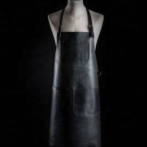 100% tablier sans manches en cuir de vachette véritable marron noir cuisine barbecue bavoir de chef/barbier pour les professionnels - Product Image 4