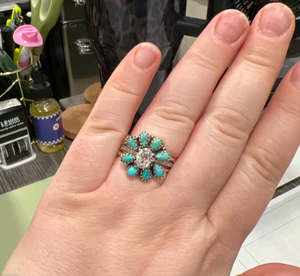 925 Sterling Silver <b>Turquoise</b> <b>Ring</b> Teardrop Stackable Handmade <b>Ring</b> for Women Southwest Style Jewelry - Product Image 2