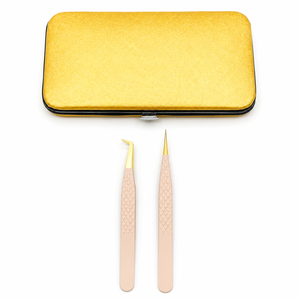 HARRAR JR-0008 Kit de Pinzas para Cejas de Acero Inoxidable con Punta Inclinada, Mango Cómodo Ecológico, Diseño Personalizado, Oro Rosa - Product Image 2