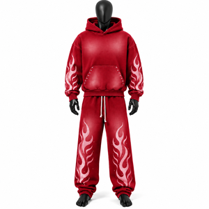 Survêtement homme surdimensionné en coton 100% lourd, avec logo brodé et imprimé sur mesure, qualité supérieure, en vente - Product Image 1