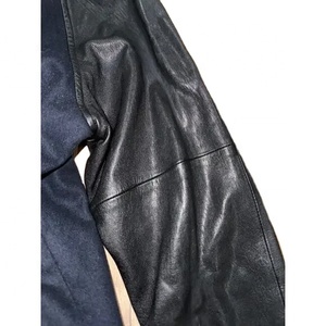 Veste universitaire en cuir noir et laine bleue, style baseball, bomber classique, manches raglan longues, veste universitaire personnalisée en chenille - Product Image 6