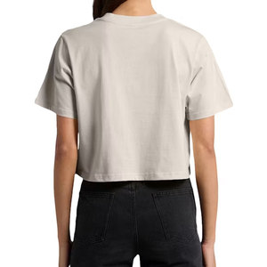 Camiseta Corta de Manga Corta para Mujer, Algodón Elástico, Cuello Redondo, Estilo Informal para el Día a Día, Transpirable, Camiseta Corta de Verano - Product Image 2