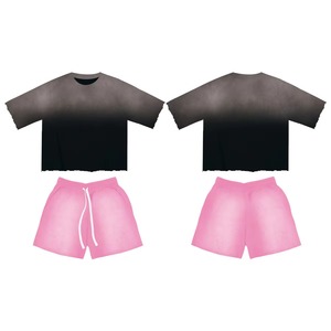 Conjunto de Camiseta y Pantalones Cortos para Hombre, Estilo Y2K, Unisex, de Algodón Resistente al Encogimiento, con Estampado Personalizado de Alta Calidad, Estilo Sun Faded Streetwear - Product Image 4